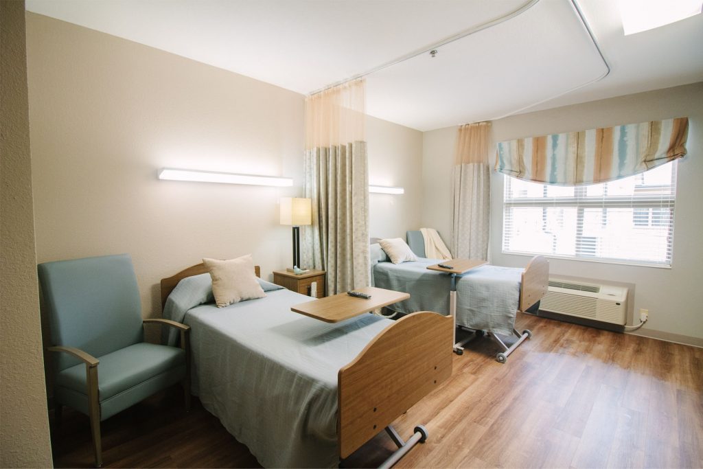 A room available at a short term care facility