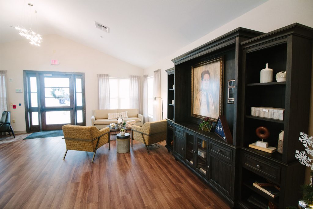 A tv area at a skilled nursing nursing home